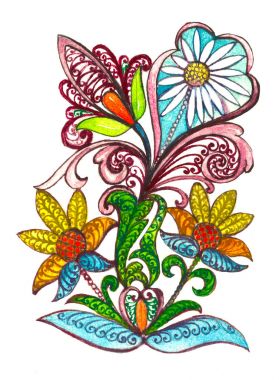 Çiçek arka plan. Çiçekler ile çizilmiş süsleme el.