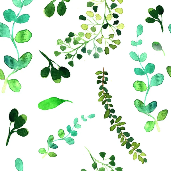 Leaves and flowers seamless pattern. Hand painted illustration — Stock Photo, Image