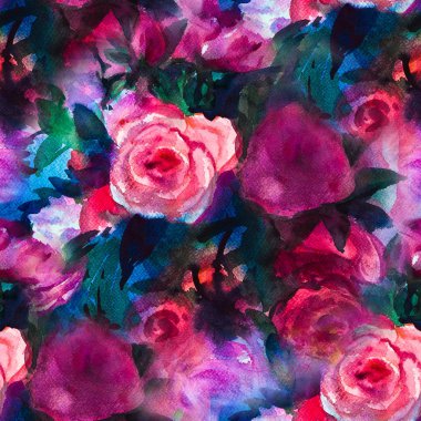 Suluboya rose ve Şakayık desenle. İllüstrasyon.