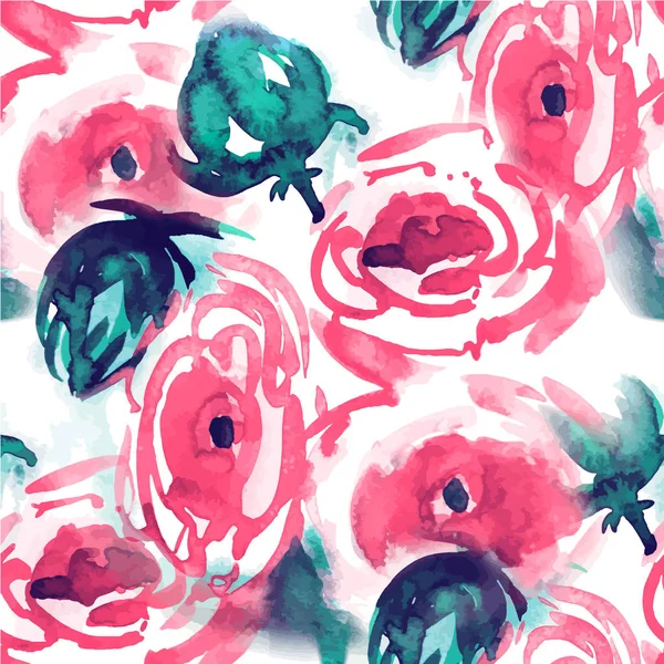 Akvarell blommönster. Seamless mönster med lila och rosa bukett på vit bakgrund. Ängen blommor — Stock vektor