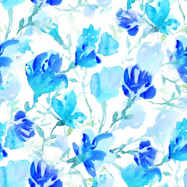 Suluboya tarzında çiçekler ile sorunsuz çiçek desenli