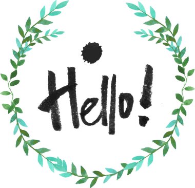 Vektör suluboya oval çerçeve çiçek ve yaprakları.