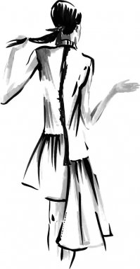 Vektör kroki tarzı kız moda. illüstrasyon.