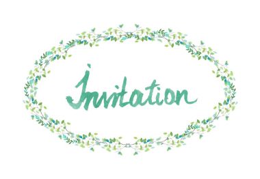 Vektör suluboya oval çerçeve çiçek ve yaprakları.