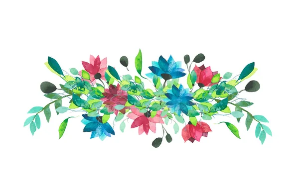 Vector bloemen en bladeren. Aquarel illustratie. — Stockvector