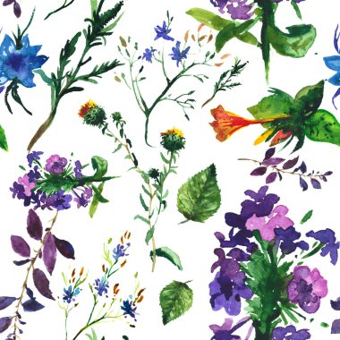 Tropikal çiçek ve yaprakları. Dikişsiz desen .