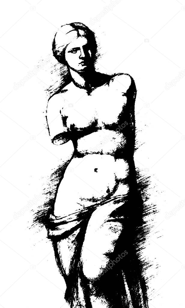 Aphrodite of Milos - Venus - vintage illustration.