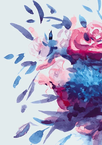 Ακουαρέλες μπουκέτο από πολύχρωμα λουλούδια — Διανυσματικό Αρχείο