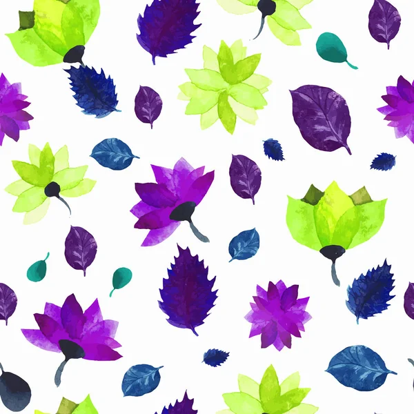 Vector Watercolor seamless floral pattern. Flowers texture. — Stock Vector