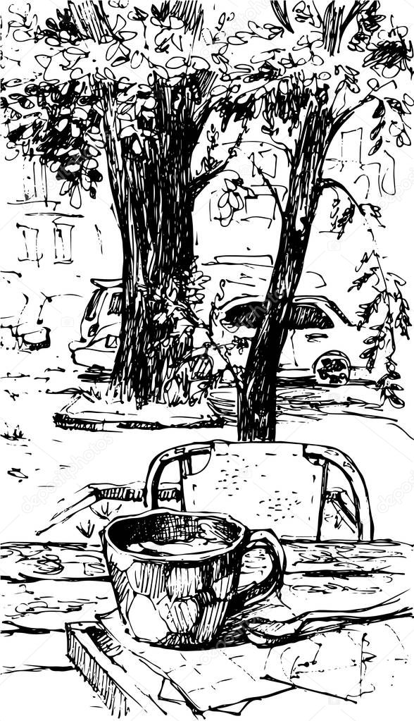 Hand drawn vintage coffee background