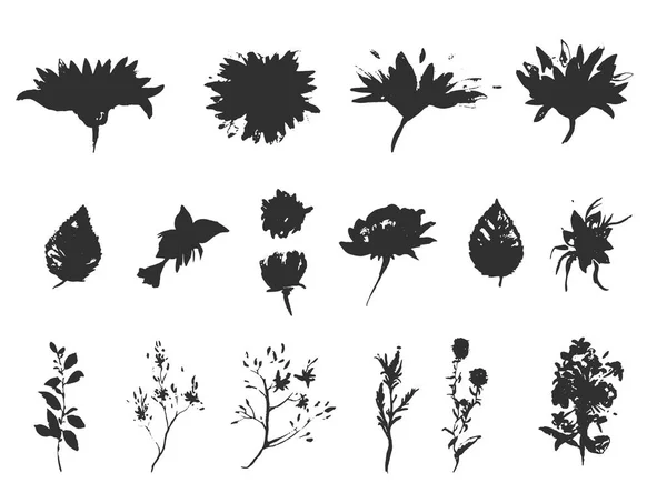 Set floral vectorial. Colecție cu frunzi.Spring sau design de vară pentru invitație, nuntă sau felicitări . — Vector de stoc