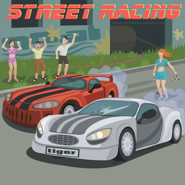 Bayraklar sallayarak sokak yarışı kız