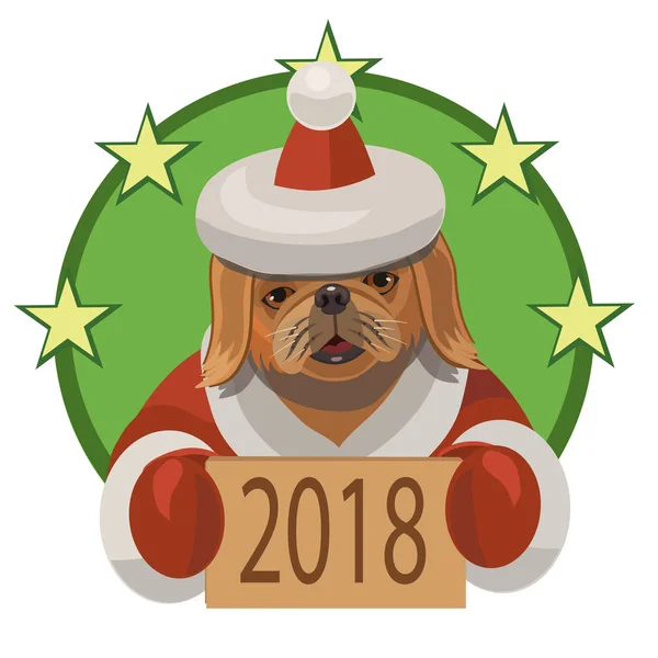 Hund pekingese neues Jahr 2018 — Stockvektor