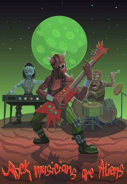 Rock müzisyenleri, enstrüman ve ses çalarak yeteneklerini göstermek için bir müzik düellosuna katıldılar.