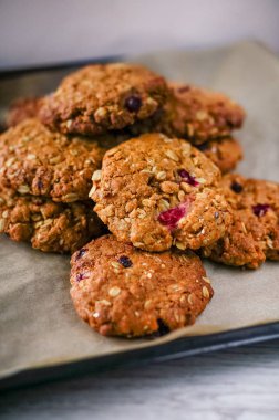 Taze pişmiş kızılcık ve oatmeals tanımlama bilgileri 