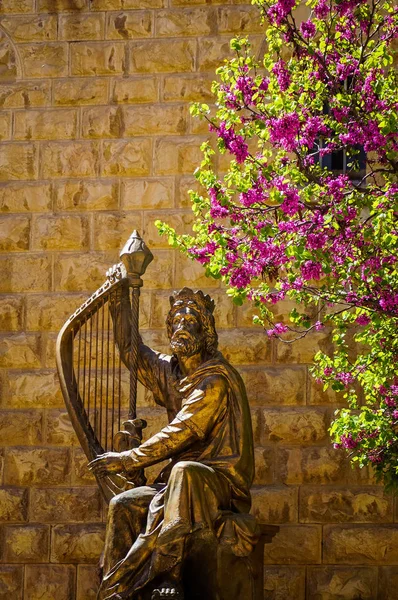 The monument to King David with the harp in Jerusalem