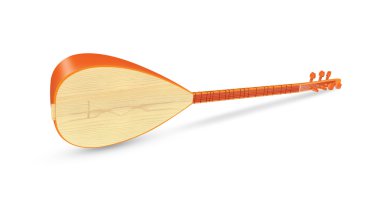 Beyaz bir arka plan üzerinde izole saz geleneksel Türk müziği enstrüman