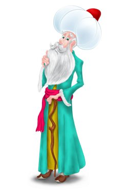 Türkçe karakter Nasreddin Hoca illüstrasyon.