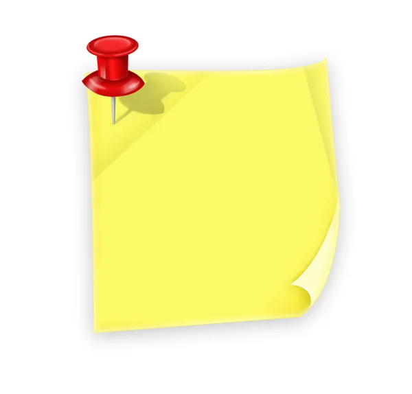 Note Paper with pin on white background. illustration — Stock Photo, Image
