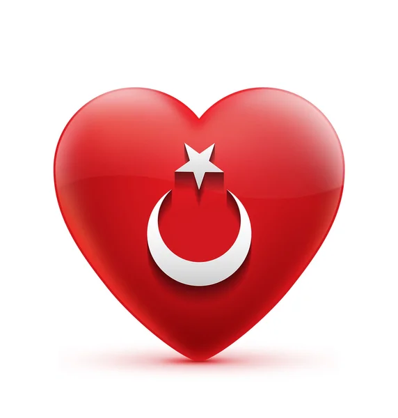 Kırmızı kalp ikonik Türk bayrağı — Stok fotoğraf