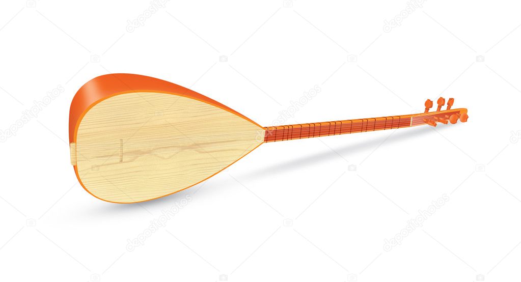 Saz Traditional Turkish Music Instrument Isolated on a White Background