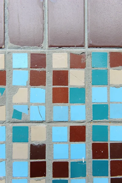 Textura de pequenas telhas quadradas. Bege, azul, turquesa e marrom — Fotografia de Stock