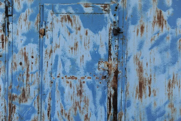 Textura de metal azul com arranhões e rachaduras — Fotografia de Stock