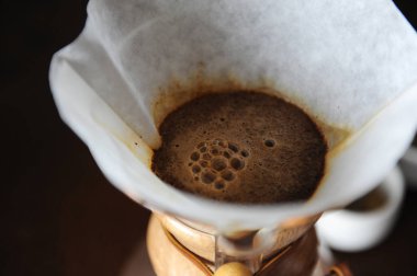 Alternatif bir kağıt filtre closeup kahve bira