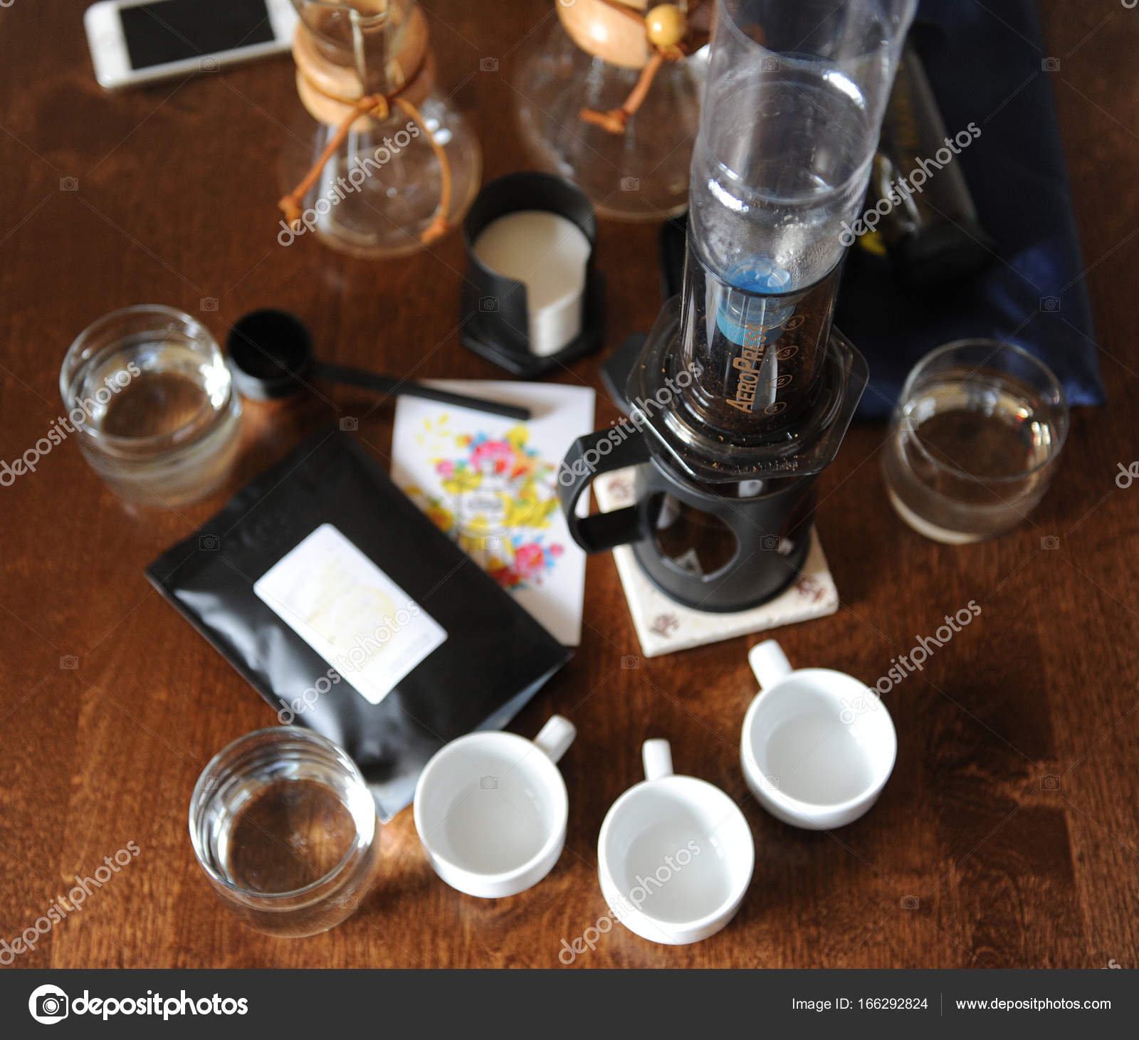 Coffee accessories cold brew on a dark wooden table Stock Photo by  ©sorockina 166292824