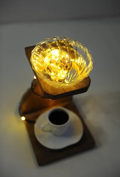 Lampe Artisanale Art Créatif Faite Stand Café Goutte Goutte Goutteur — Photo
