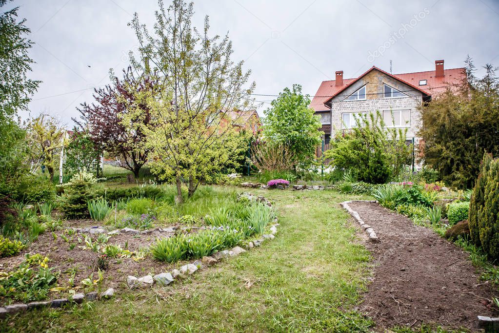 Green garden landscape