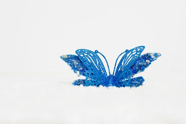 Blue butterflies is a white background. — Stock Photo, Image