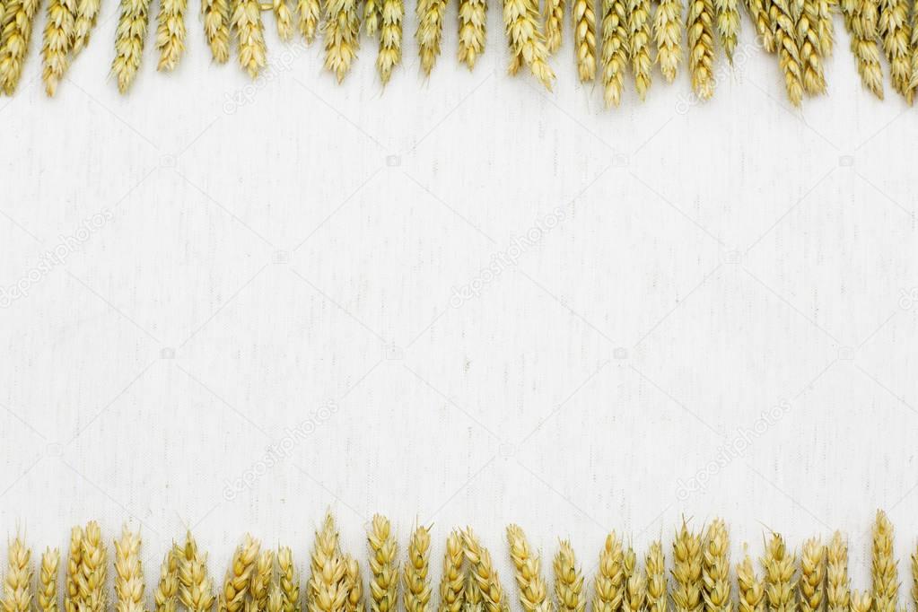 Natural background, wheat and linen fabric.