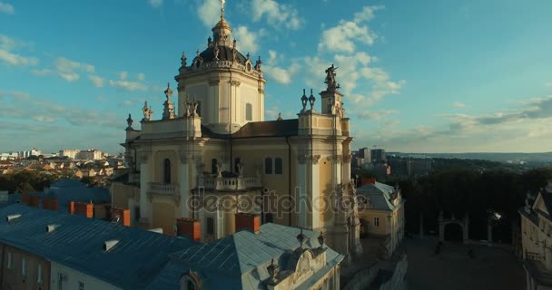 Aerial Old City Lviv, Ucrania — Vídeo de stock
