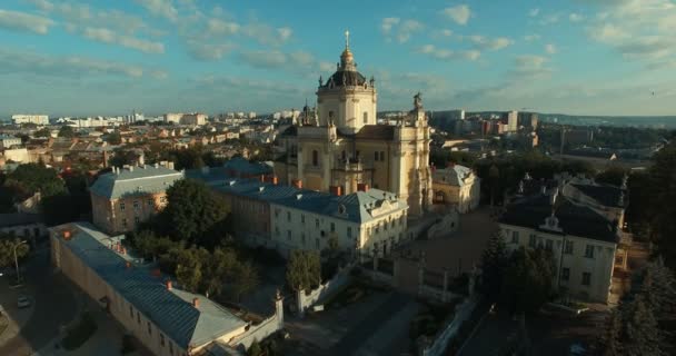 Antena starego miasta we Lwowie, Ukraina — Wideo stockowe