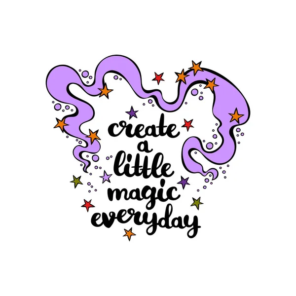 Create a little magic everyday. Magic. Star Print. Lettering. Isolated vector objects on white background. — Stock Vector