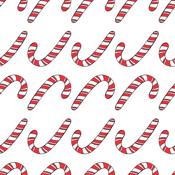 剥皮的棒棒糖 圣诞糖果 无缝线矢量图 印刷品 白人背景 — 图库矢量图片