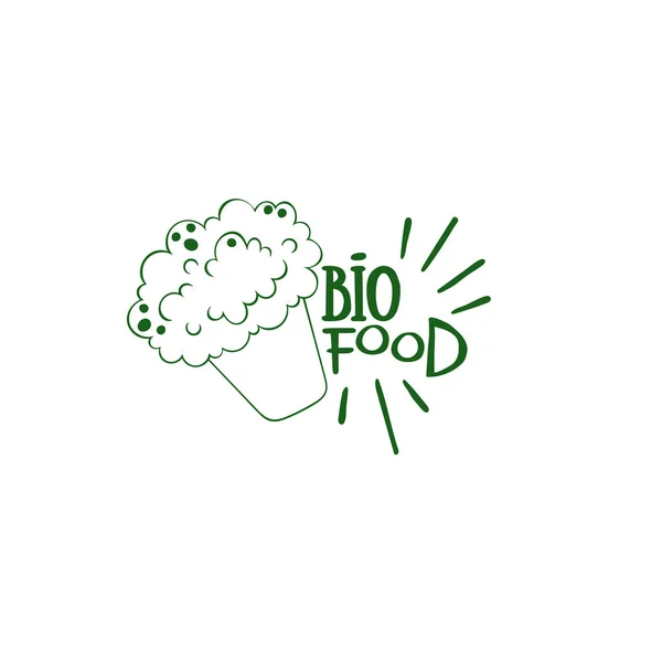 Comida Biológica Letras Vegetales Brócoli Objeto Vectorial Aislado Sobre Fondo — Vector de stock