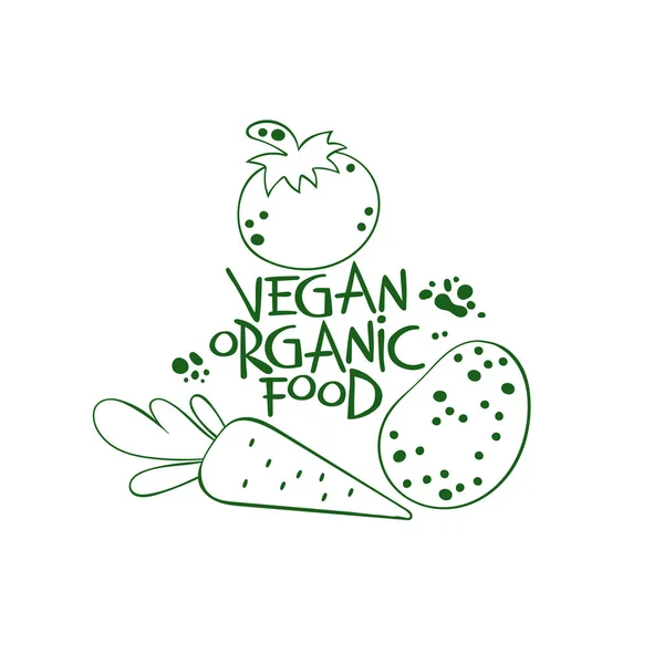 Comida Orgánica Vegana Letras Vegetales Zanahoria Papa Tomate Objeto Vectorial — Vector de stock