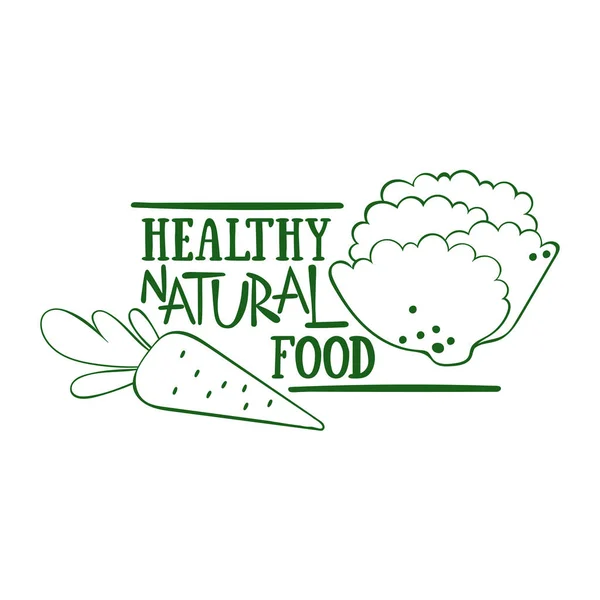 Comida Natural Saludable Letras Vegetales Zanahorias Brócoli Objeto Vectorial Aislado — Vector de stock