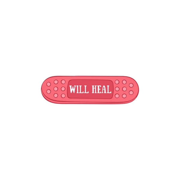 Heal Lettering Medical Plaster Patch Isolated Vector Object White Background — Stock Vector