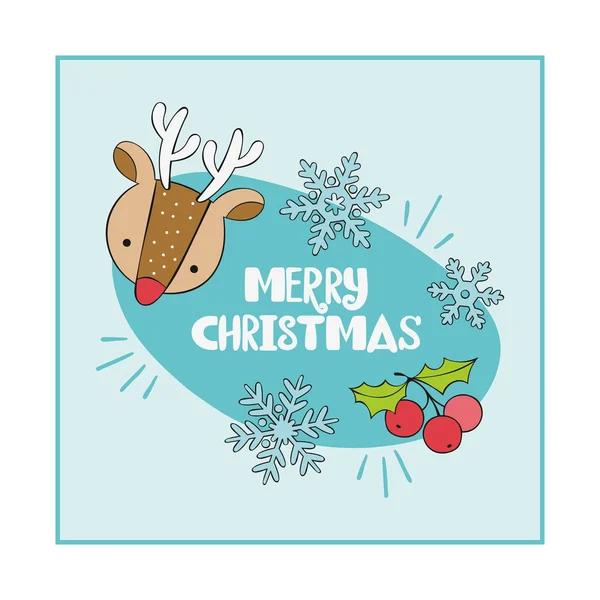 Счастливого Рождества Письмо Праздник Милый Олень Омела Снежинки Изолированный Векторный — стоковый вектор