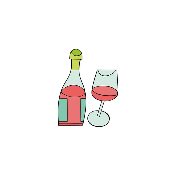 Червоне Вино Пляшка Винний Келих Ізольований Векторний Єкт Білому Тлі — стоковий вектор