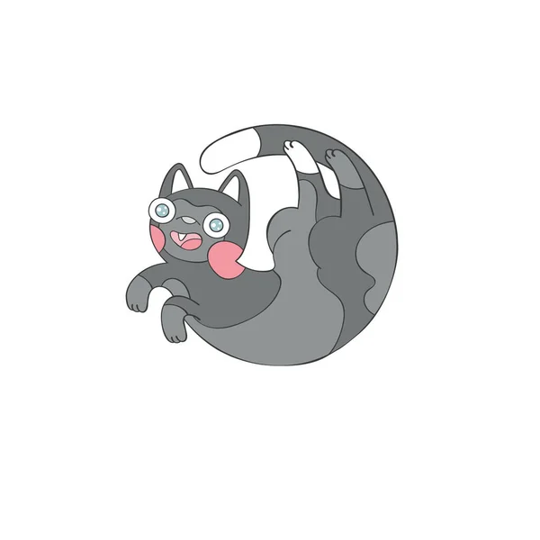 Lindo Gato Loco Divertido Animal Dibujos Animados Objeto Vectorial Aislado — Vector de stock