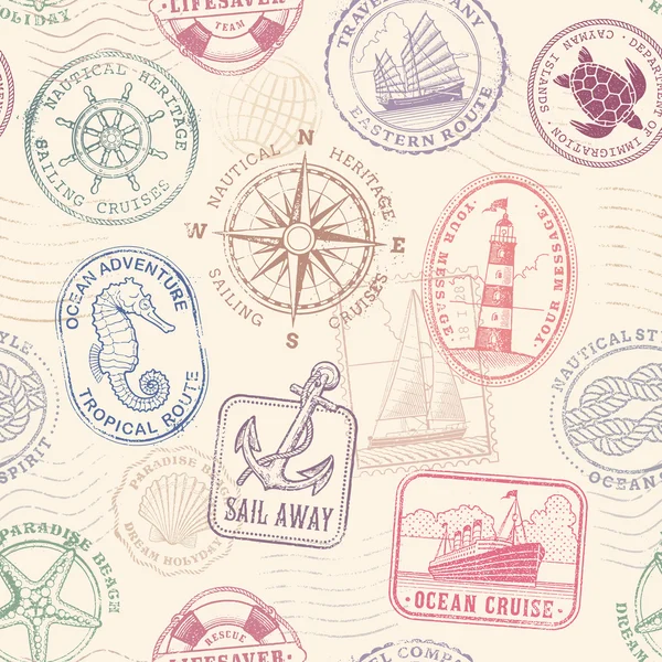 Vector mar viaje textura vintage — Vector de stock