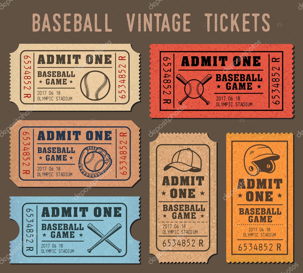 Collection of vector illustrations of raffle tickets of events and games of Baseball