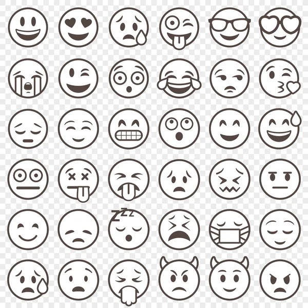 Vector Outlined Emoticon big set — Stock Vector