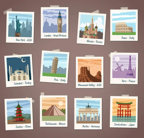 Vector Travel instant Photos Collection — Stock Vector