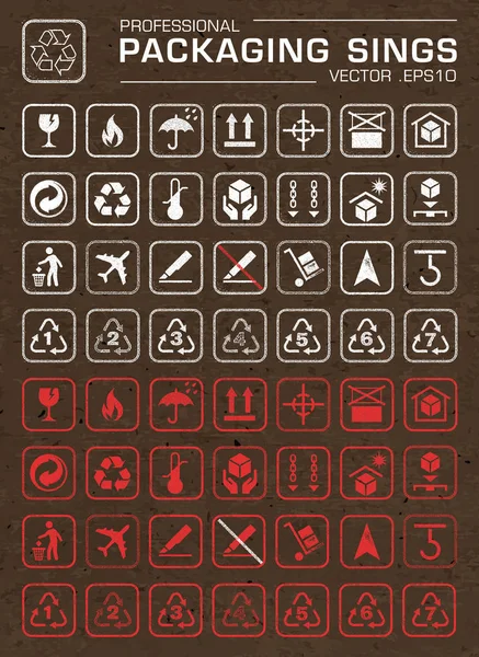 Vector Packaging Grunge Icons Set — Stock Vector