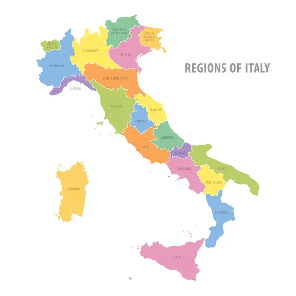 イタリアの行政色ベクトル マップ — ストックベクタ